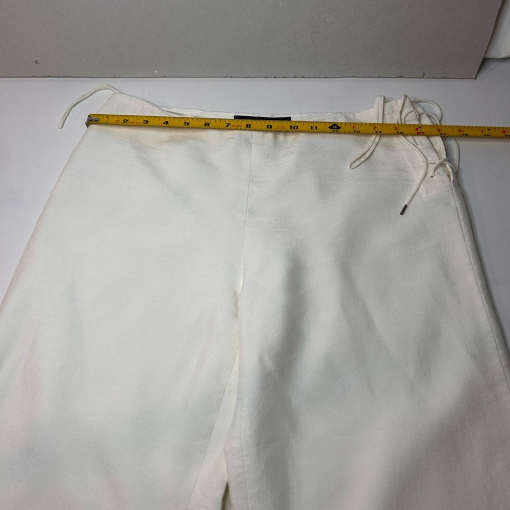 Ralph Lauren Black Label white Linen Ankle Wide Leg Pants - Picture 5 of 8